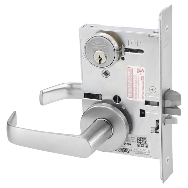 Storeroom or Closet Mortise Lock, NS Lever, A Rose, Satin Chrome